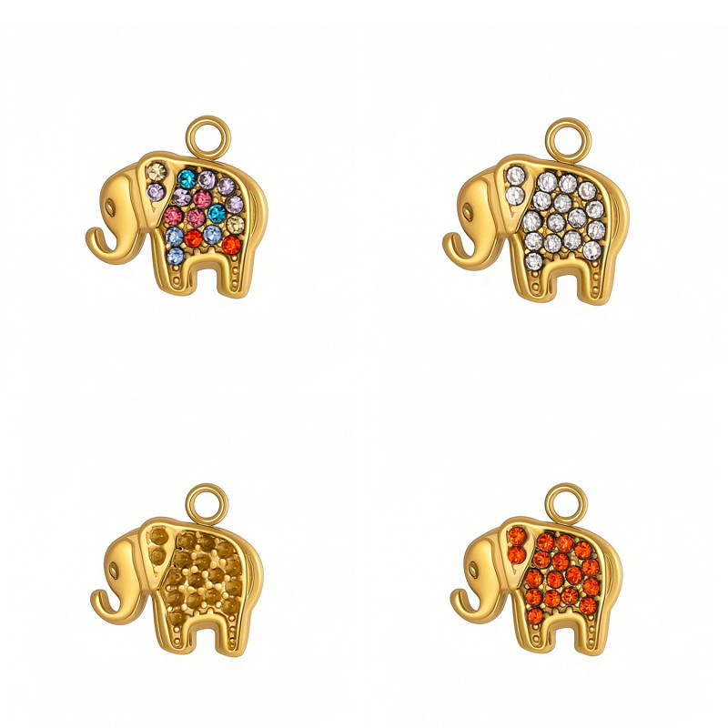 Micro Pave Zircon Animal Elephant Pendant DIY Necklace Accessories Small Pendant Jewelry Accessories Wholesale