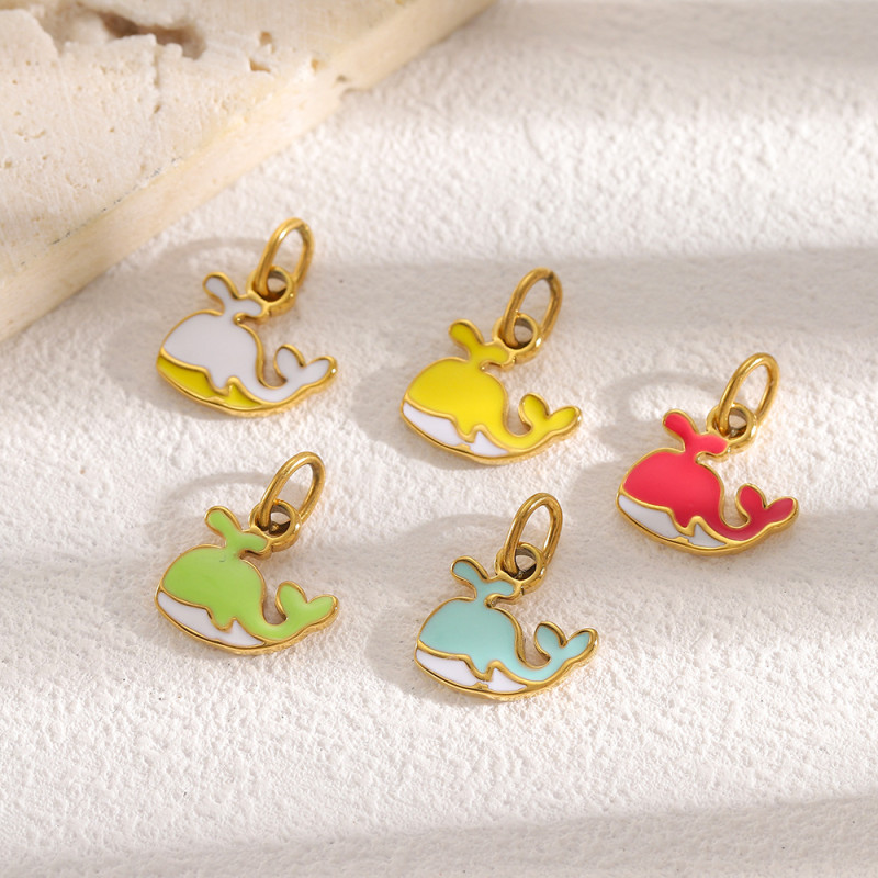 European and American Hot-Selling Fashion Simple Colorful Jewelry Accessories Drip Oil Blue Whale Bracelet Anklet Chain Pendant DIY Accessories
