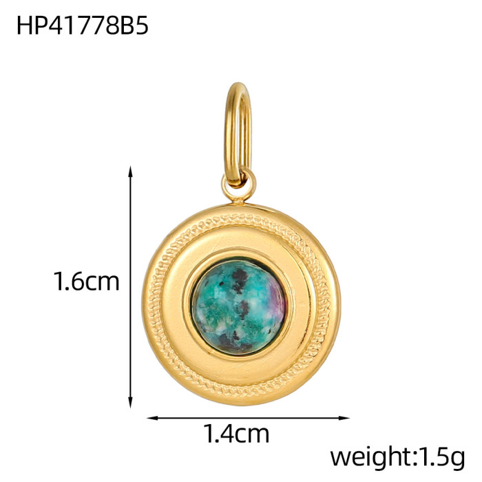Hot Selling Natural Stone Geometric Stainless Steel Pendant Accessories Pendant DIY Bracelet Accessories Jewelry Acce...