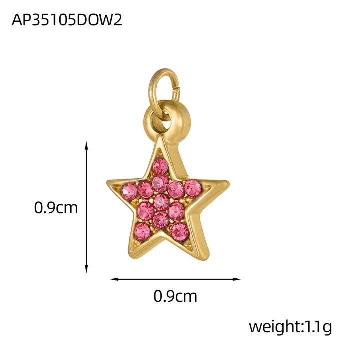 Amazon European and American Cross-Border DIY Jewelry Accessories Micro-Inlaid Pentagram Star Small Pendant Accessories Wholesale