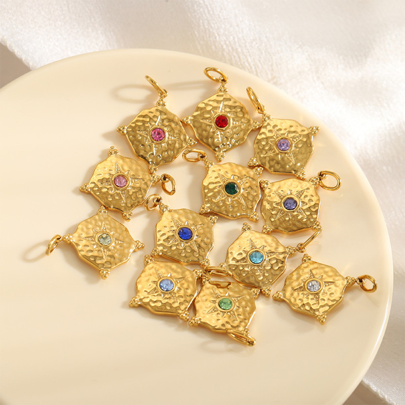 European and American Cross-Border Stainless Steel Fresh Geometric Pendant Gold-Plated Jewelry Accessories DIY Pendant Necklace Accessories Wholesale