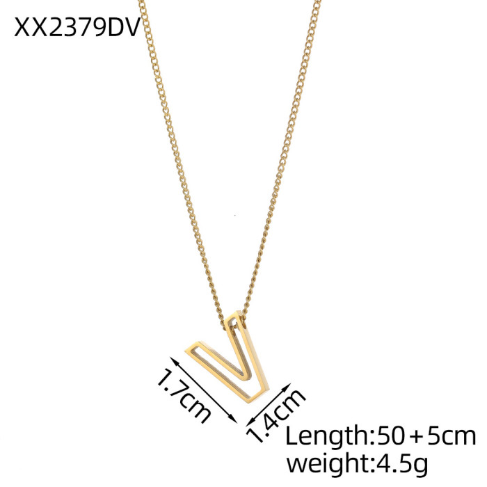 26 Letter Necklace for Women Stainless Steel Initial Pendant Light Luxury High-End Gold Clavicle Chain