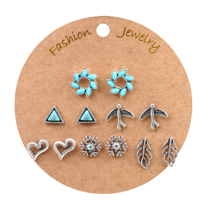 New Earrings Bohemian Gold Large Hoop Tassel Earrings Stud Set 6 Pairs Wholesale, Jewelry Sets