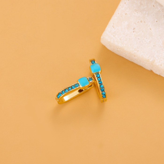 Cross-Border European and American Hot Selling Niche Unique Design High-End Micro-Inlaid Colorful Gemstone Earrings Jewelry Wholesale