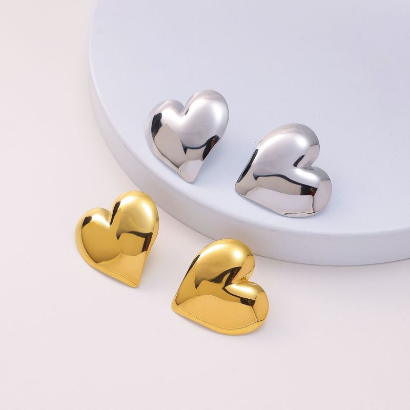 European and American New Style Ins Simple Irregular Heart-Shaped Smooth Titanium Steel Earrings Design Sense Elegant Fashion Earrings for Women