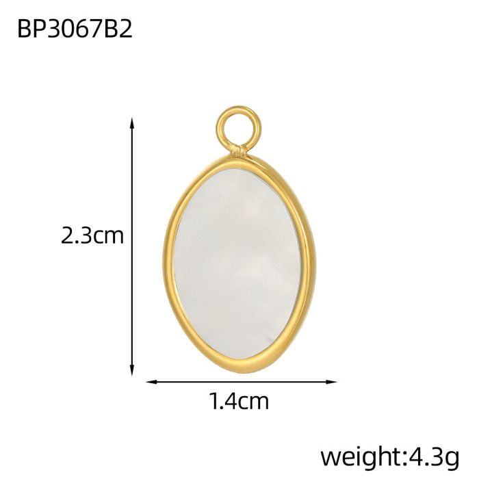 European and American Retro French Style Irregular Stainless Steel Inlaid White Shell Color Shell Simple DIY Pendant Jewelry Necklace Accessories