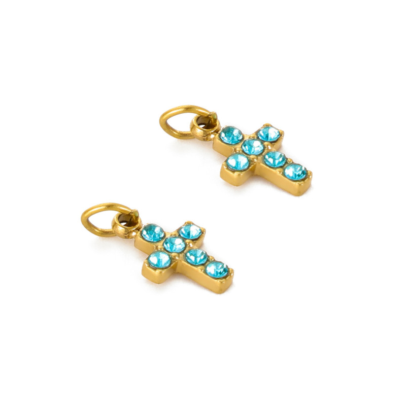 European and American Cross-Border Hot Selling Cross Pendant with Rhinestones DIY Accessories Handmade Jewelry Wholesale