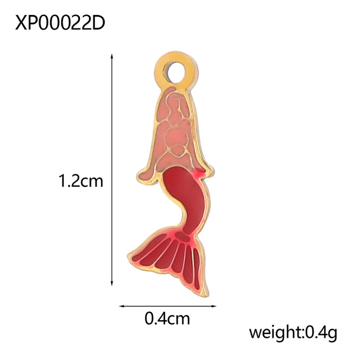 Summer Ocean Beach Starfish Shell Mermaid Jellyfish Dolphin Stainless Steel Pendant DIY Bracelet Necklace Accessories
