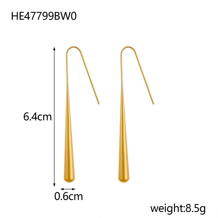 Water Drop Ear Hook Stainless Steel 18K Gold Plated Titanium Steel Gourd High-End Angel's Tear Pendant Earrings