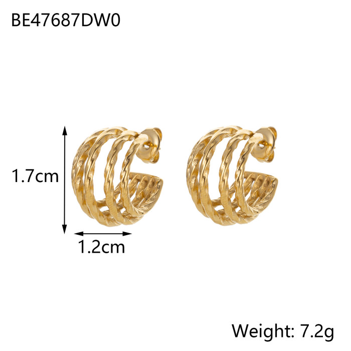 INS Fashion Personality Stainless Steel Earrings Niche Geometric Design Gold Plated Light Luxury Earrings Titanium St...