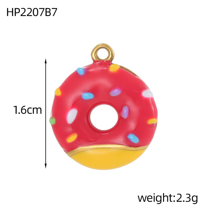 Cross-Border Hot Selling Drip Oil Heart Donut Pendant European and American Style Exquisite DIY Bracelet Necklace Earring Accessories Wholesale