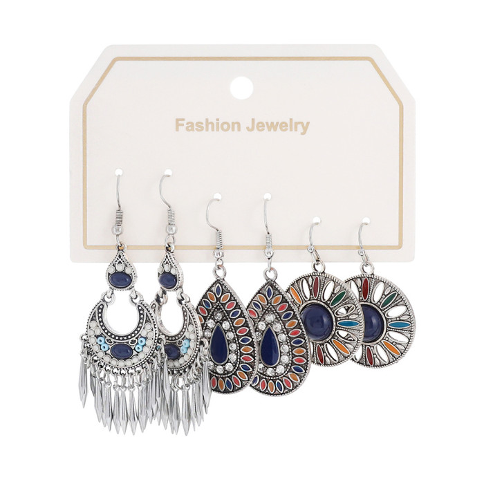 Amazon Hot-Selling Bohemian Turquoise Earrings Studs Retro Nostalgic Style Earrings Wholesale