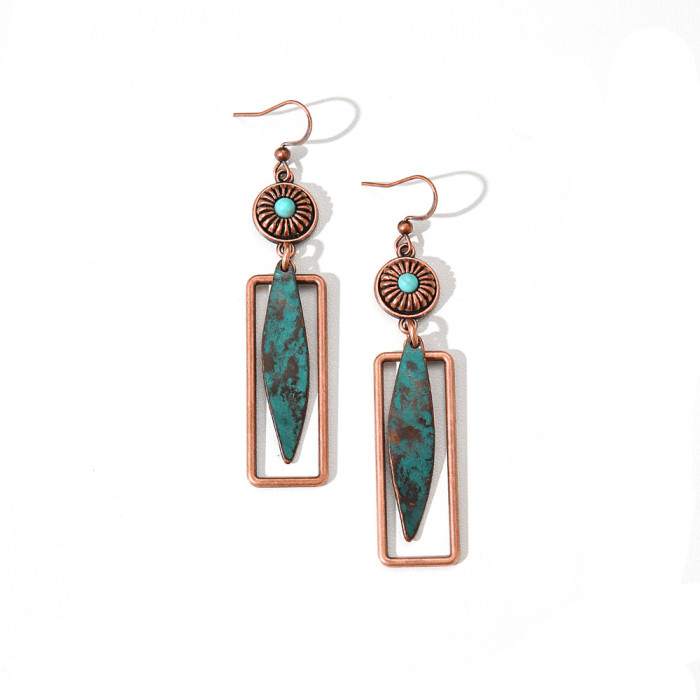 Hot-Selling Bohemian Style Vintage Distressed Earrings Alloy Texture Ethnic Style Drop Earrings Ear Jewelry Manufactu...