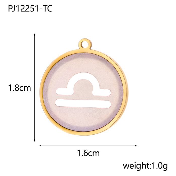 Stainless Steel Jewelry Accessories Twelve Constellations DIY Pendant Titanium Steel High Color Retention Necklace Pe...
