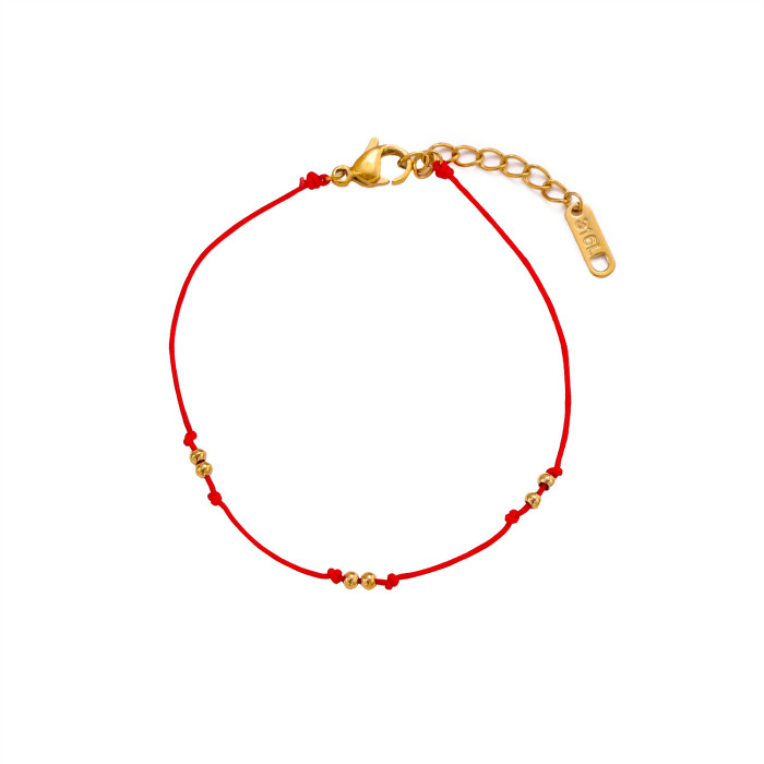 Hot Selling Fashionable Elegant Whitening Handmade Red Rope Gold Beads Zodiac Year Chinese Style Bracelet Jewelry Wholesale
