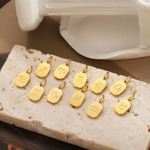 Cross-Border Hot Selling Small and Exquisite Twelve Constellation Tag Series Stainless Steel Accessories DIY Pendant Hanging Accessories Wholesale