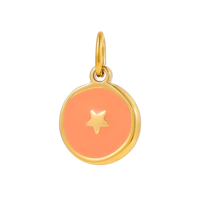 Korean Style Stainless Steel Oil Drop Star Moon Round Pendant Accessories DIY Jewelry Earring Accessories Necklace Jewelry