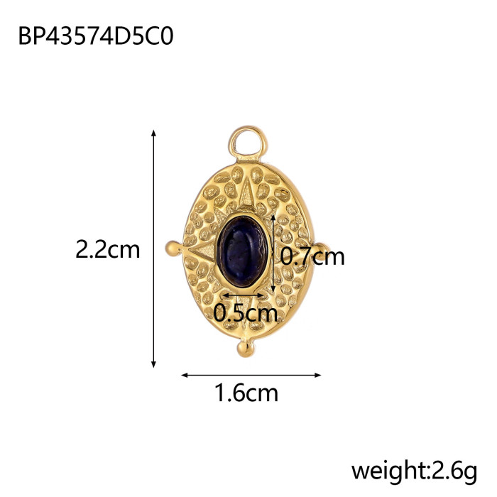 French Retro Natural Stone Titanium Steel Pendant Heart Sun Crown Water Drop Eye Horn Stainless Steel Jewelry Accesso...