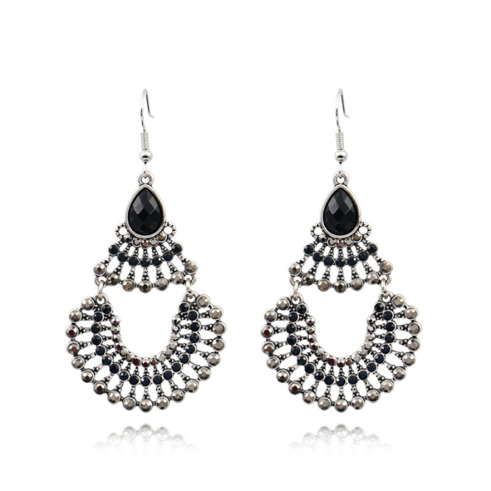 Personalized Earrings for Women, Fashion, Stone-Encrusted Accessories, Bohemian Creative Round Vintage Earrings Who...