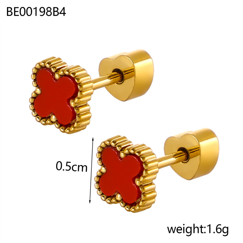 High-End Five-Flower Four-Leaf Clover Bracelet Lucky Light Luxury Double-Sided Shell Non-Fading Women's Necklace Earring Set Decoration