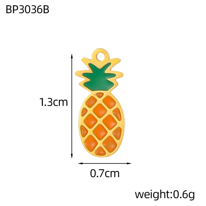 Cross-Border New Summer Fruit Series Jewelry Accessories Oil Drop Stainless Steel Grape Lemon Watermelon DIY Accessories