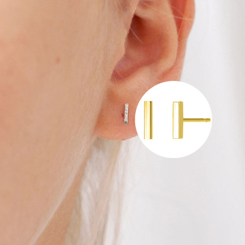 INS Minimalist Style Earrings Simple Stainless Steel Studs T-shaped Studs One-word Punk Geometric Earrings Titanium Steel Jewelry