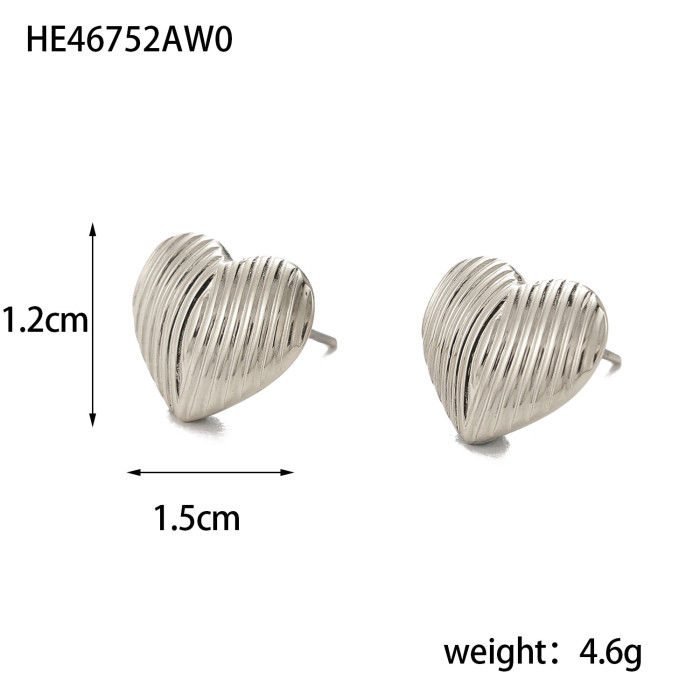 Hot-Selling Stainless Steel Striped Heart Bowknot Geometric Earrings INS Internet Celebrity Earrings Jewelry Wholesale