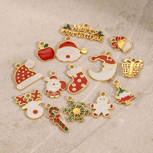 Cross-Border Cartoon Christmas Series Necklace Bracelet Pendant DIY Jewelry Accessories Santa Claus Bell Small Pendant