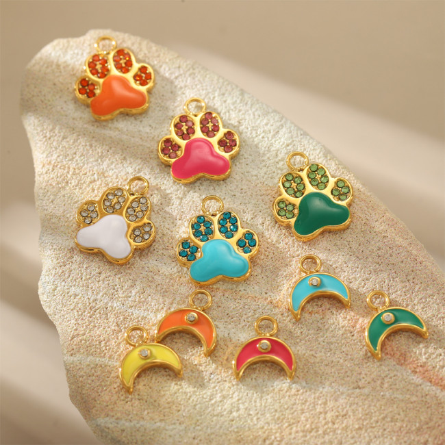 Micro Inlaid Full Diamond Shell Bear Paw Cat Paw Accessories Fashionable Personality Elegant Versatile DIY Accessories Wholesale