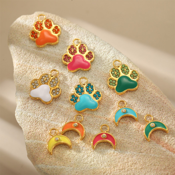 Micro Inlaid Full Diamond Shell Bear Paw Cat Paw Accessories Fashionable Personality Elegant Versatile DIY Accessories Wholesale
