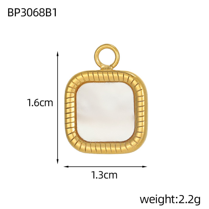 European and American Retro French Style Irregular Stainless Steel Inlaid White Shell Color Shell Simple DIY Pendant Jewelry Necklace Accessories