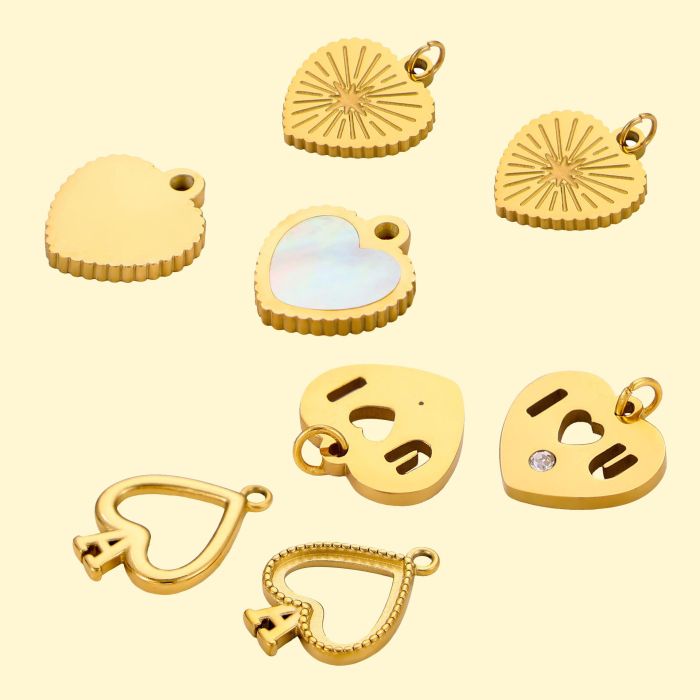Cross-Border Hot Selling Stainless Steel Heart Letter Pendant Heart Pendant Tag DIY Jewelry Accessories Manufacturer Wholesale
