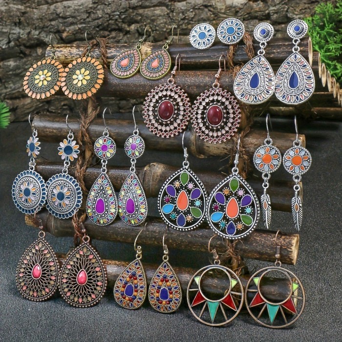 Cross-border Hot Selling Bohemian Style Earring Set European and American Trend Antique Imitation Earrings Amazon Jewelry Manufacturer Wholesale