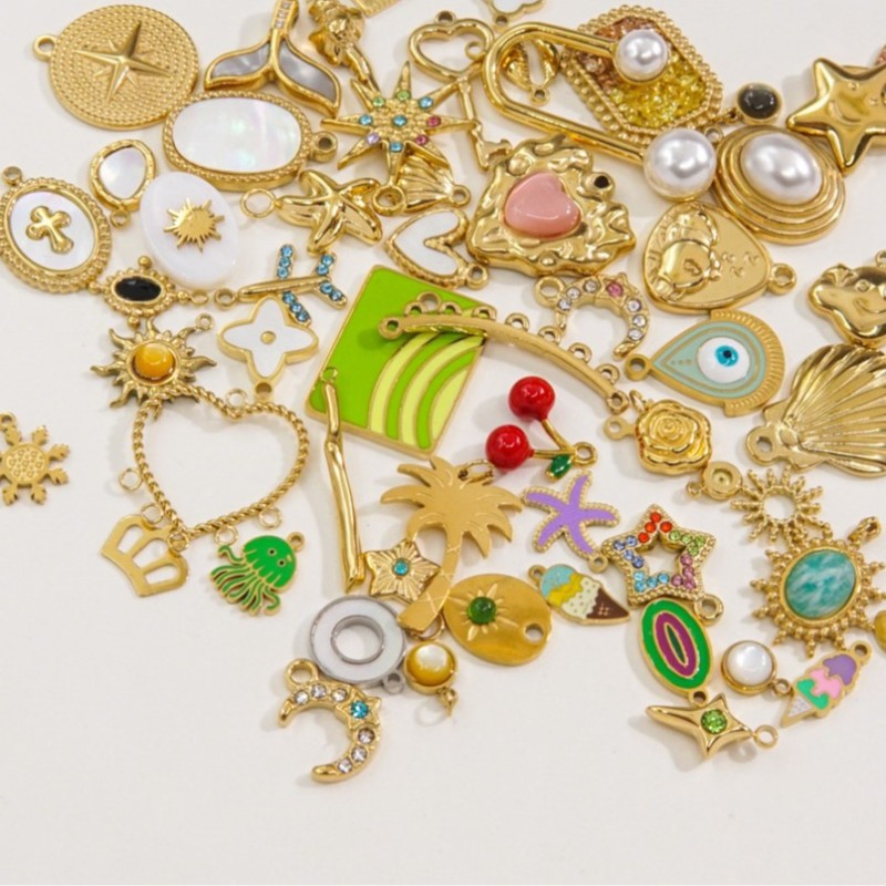 European and American Stainless Steel DIY Jewelry Accessories for Women Versatile DIY Inlaid Natural Stone Pendant Accessories NS European and American Accessories