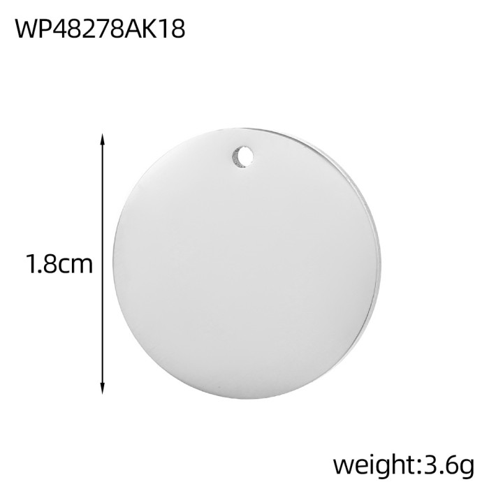 Stainless Steel Mirror Polished Round Pendant Round Disc Pendant Jewelry Accessories Vacuum Electroplating Accessories Wholesale