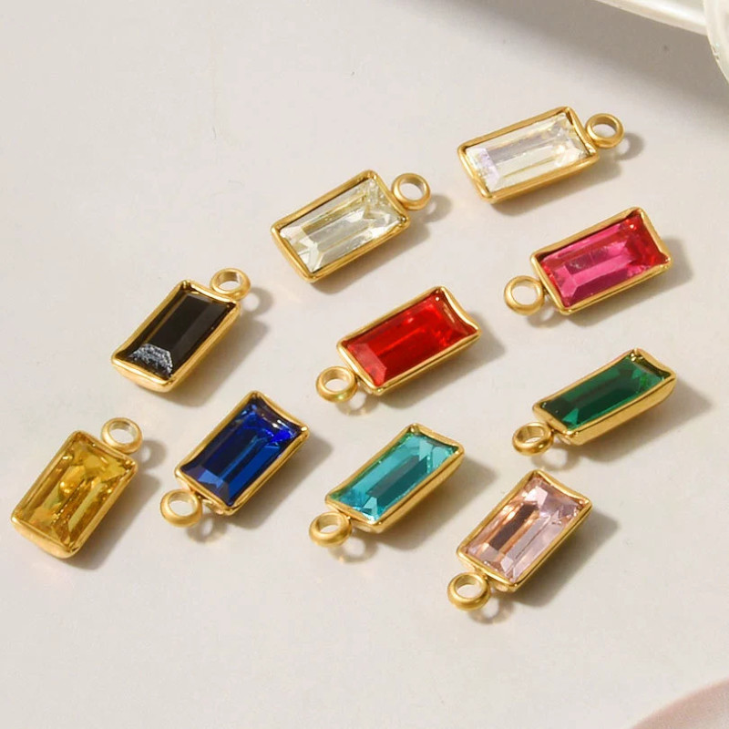 European and American Hot Selling Zircon Inlaid with Edge Small Pendant Color Retention Geometric DIY Handmade Earring Pendant Accessories