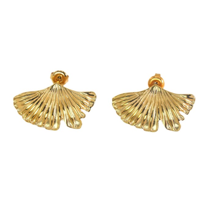 New NS Internet Celebrity Style Trendy Earrings Irregular Maple Leaf Stainless Steel 14K Gold Stud Earrings Fashionab...