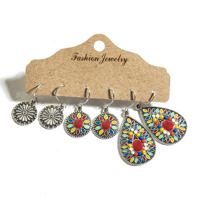 Hot Selling Earring Set Wholesale Bohemian Style Oil Drop Earrings for Women Creative Water Drop Shape Alloy Earrings...