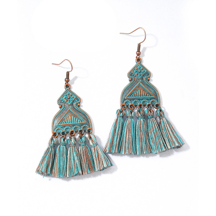 Cross-border Exclusive Bohemian Handmade Tassel Earrings Ethnic Style Long Earrings Summer Beach Vacation Accessories