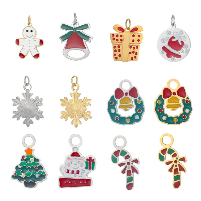 Christmas Pendant Stainless Steel Fashion Accessories Jewelry Niche Simple Christmas Hanging DIY Accessories Wholesal...
