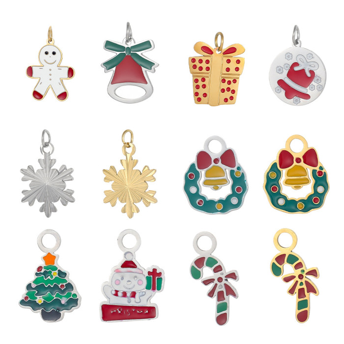 Christmas Pendant Stainless Steel Fashion Accessories Jewelry Niche Simple Christmas Hanging DIY Accessories Wholesal...