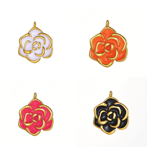 European and American Cross-Border Hot Sale Fashion Simple Light Luxury Versatile Rose Flower Women's Stainless Steel Flower Accessories