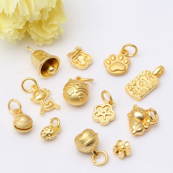 S925 Silver Small Drop Pendant Jewelry Bell Vajra Ruyi DIY Bracelet Accessories Necklace Pendant