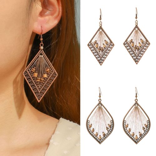 Vintage Earrings for Women European and American Fashion Water Drop Shape Handmade Woven Earrings Cross-Border Exaggerated Ear Jewelry Yiwu Wholesale