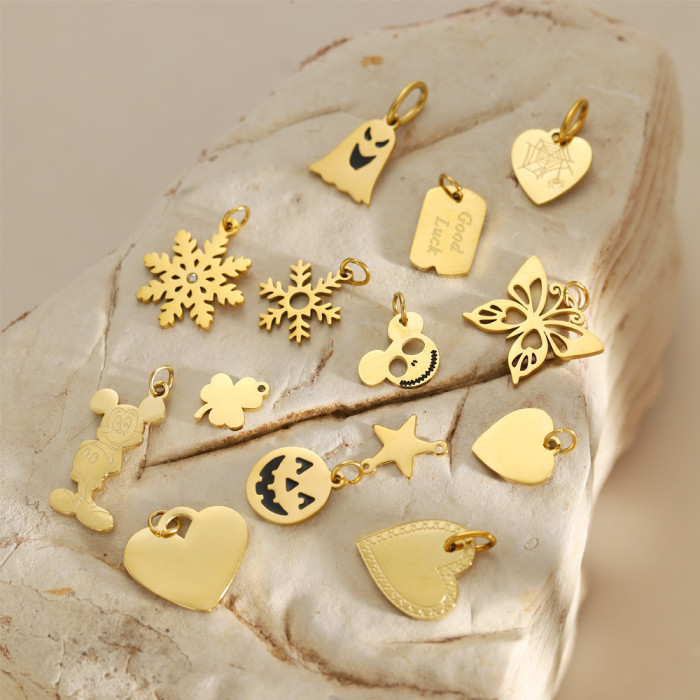 Hot-Selling New Stainless Steel Heart Quirky Pumpkin Head DIY Accessories Earrings Necklace Accessories Jewelry Whole...