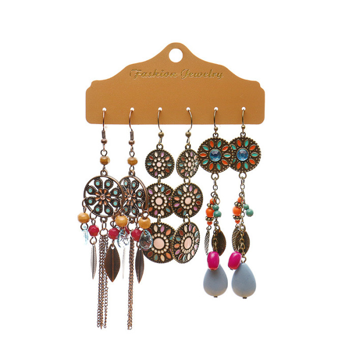 Fashion Tassel Earrings Personality Exaggerated Hoop Earrings Multi-piece Set Versatile Accessories Factory Direct Sa...