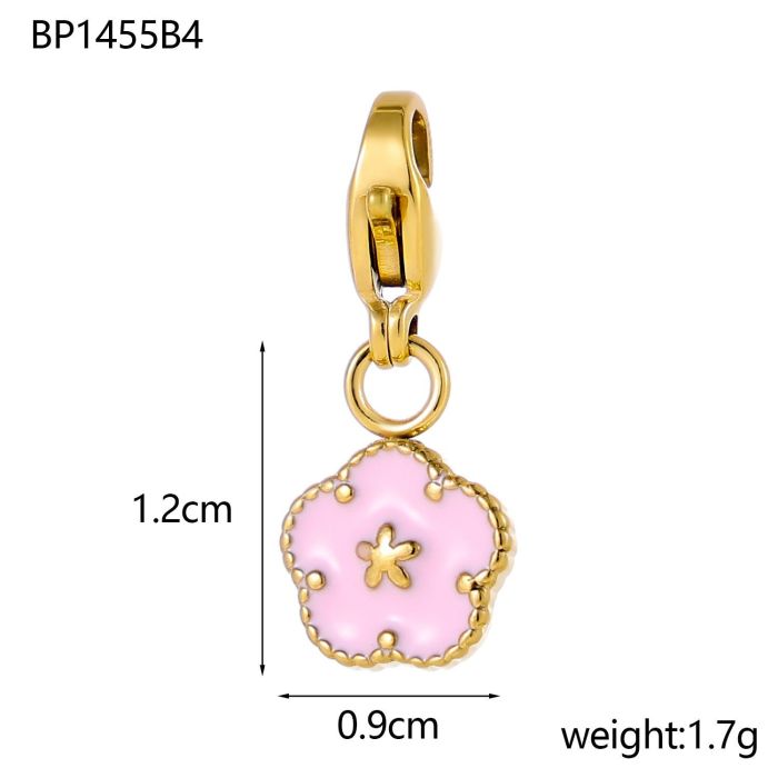Cross-Border Colorful Oil Drop Flower DIY Stainless Steel Pendant Fresh Sweet Versatile Enamel Color Small Flower Jewelry Accessories