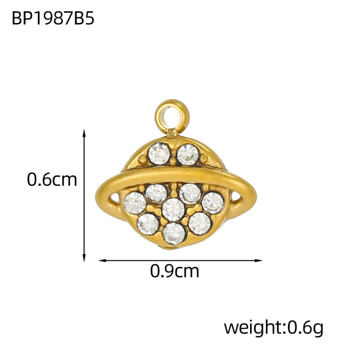 European and American French Retro Stainless Steel Plated Heart Crown DIY Pendant Cross-Border Earrings Necklace Pendant Accessories Wholesale