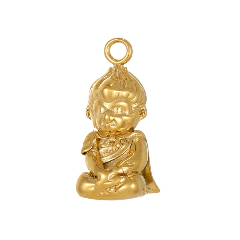 European and American Cross-Border DIY Jewelry Accessories Stainless Steel Little Monkey Little Bear Little Horse Animal Geometric 3D Pendant Wholesale