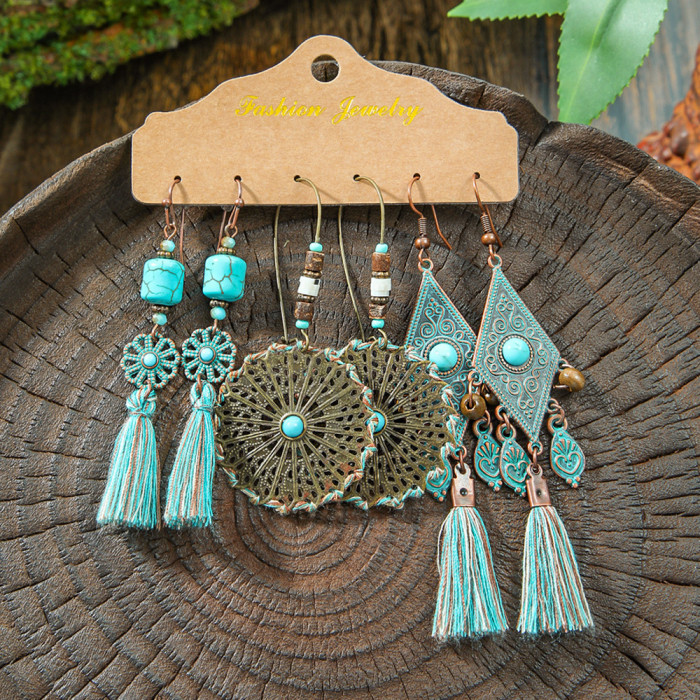 Factory Direct Sale Earrings 3-Piece Set Fashion Jewelry Set Irregular Earrings Tassel Drop Earrings